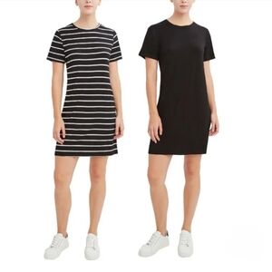 BCBGeneration 2 Pack Dresses Black White Striped Solid Women's Size XS Dresses